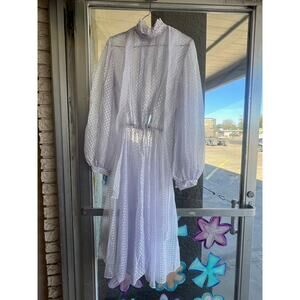 Vintage 1980's Argent Fille lavender sheer high neck dress size M
